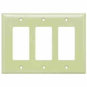 Pass & Seymour Sierraplex SPJ263-I Junior Jumbo Wallplate, 3 Gangs, Ivory, 5 in H x 6-3/4 in W, Thermoplastic