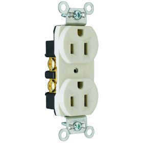 Pass & Seymour CRB5262-LA Duplex Straight Blade Receptacle, 125 VAC, 15 A, 2 Poles, 3 Wires, Light Almond