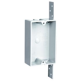 Pass & Seymour P1-08-N Slater Shallow Switch and Outlet Box With Vertical Side Bracket, Thermoplastic, 8 cu-in, 1 Gang, 1 Outlet