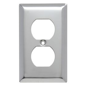 Pass & Seymour SB8-CH Standard Receptacle Wallplate, 1 Gang, Chrome, 5.5 x 5 x 0.24 in, Chrome