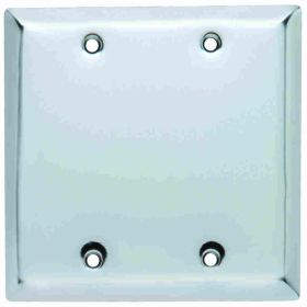 Pass & Seymour SB23-CH Standard Blank Wallplate, 2 Gangs, Chrome, 5 in, Thermoplastic