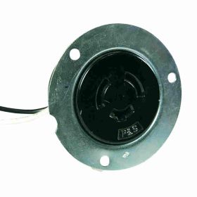 Pass & Seymour S2347 Locking Flanged Outlet, 125/480 VAC, 14 A, 3 Wires, Black