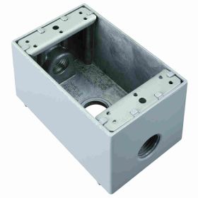 Pass & Seymour WPBD23 3-Hole Weatherproof Device Box With Threaded Hole, Die Cast Aluminum, 23 cu-in, 1 Gang, 1 Outlet