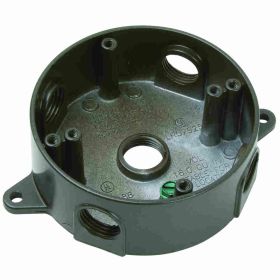 Pass & Seymour WPRB25-BR 5Hole Weatherproof Round Box, Die Cast Aluminum, 16.1 cu-in, 5 Outlets