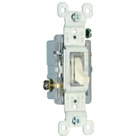 Pass & Seymour TradeMaster 660-LASLG Lighted Self-Grounding Toggle Switch, 120 VAC, 15 A, 1/2 hp