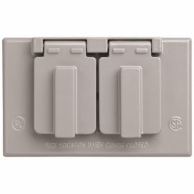 Pass & Seymour CA8-GH Duplex Heavy Duty Receptacle Weatherproof Cover With (2) Self Closing Lid, 4-3/4 in L x 4.57 in W, Die Cast Zinc