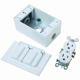 Pass & Seymour WPOUTKIT-W Weatherproof Outlet Box Kit, Die Cast Aluminum