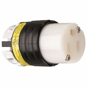 Pass & Seymour PS5269-XGCM Straight Blade Connector, 125 VAC, 15 A, 2 Poles, 3 Wires, Black/White