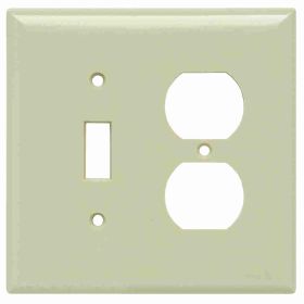 Pass & Seymour SPJ18-I Junior Jumbo Standard Sized Combination Wallplate, 2 Gangs, Ivory, 5 in, Thermoplastic