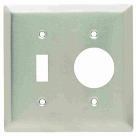 Pass & Seymour SS17 Standard Combination Wallplate, 2 Gangs, 4-1/2 in, 302 Stainless Steel