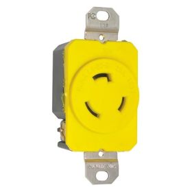 Pass & Seymour CRL520-R 3-Phase Corrosion Resistant Single Locking Receptacle, 125 VAC, 20 A, 2 Poles, 3 Wires, Gray