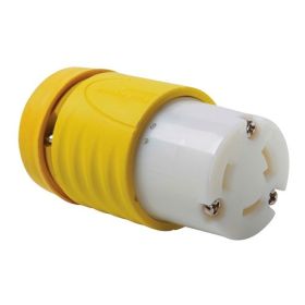 Pass & Seymour Turnlok CRL630-C 3-Phase Heavy Duty Locking Connector, 250 VAC, 30 A, 2 Poles, 3 Wires, Gray