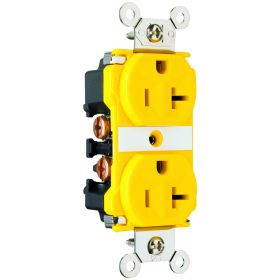 Pass & Seymour CR6300 Corrosion Resistant Duplex Extra Heavy Duty Straight Blade Receptacle, 125 VAC, 20 A, 2 Poles, 3 Wires, Yellow