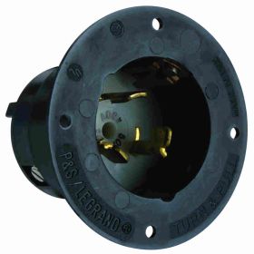 Pass & Seymour Turnlok CS8175 3-Phase Locking Flanged Inlet, 480 VAC, 50 A, 3 Poles, 15 Wires, Gray