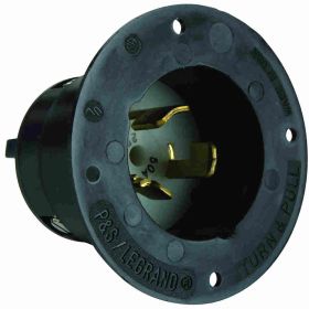 Pass & Seymour Turnlok CS8275 3-Phase Locking Flanged Inlet, 250 VAC, 50 A, 2 Poles, 15 Wires, Gray