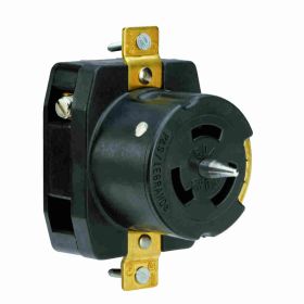 Pass & Seymour Turnlok CS8469 3-Phase Single Locking Receptacle, 480 VAC, 50 A, 2 Poles, 15 Wires, Black