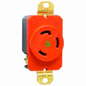 Pass & Seymour Turnlok IGL630-R 3-Phase Isolated Ground Single Locking Receptacle, 250 VAC, 30 A, 2 Poles, 3 Wires, Black