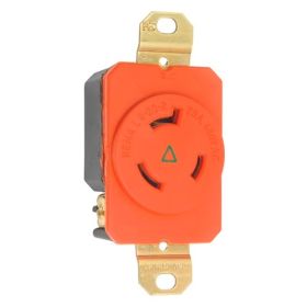 Pass & Seymour Turnlok IGL820-R 3-Phase Isolated Ground Single Locking Receptacle, 480 VAC, 20 A, 2 Poles, 3 Wires, Gray