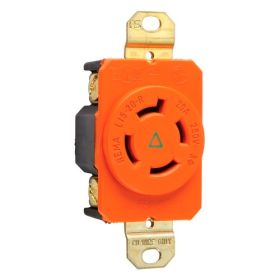 Pass & Seymour Turnlok IGL1520-R 3-Phase Isolated Ground Single Locking Receptacle, 250 VAC, 20 A, 3 Poles, 4 Wires, Gray