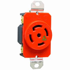 Pass & Seymour Turnlok IGL2130-R 3-Phase Isolated Ground Single Locking Receptacle, 120/208 VAC, 30 A, 3 Poles, 4 Wires, Orange