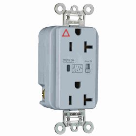 Pass & Seymour IG5362-GRYSP Duplex Surge Protective TVSS Straight Blade Receptacle, 125 VAC, 20 A, 2 Poles, 3 Wires, Gray