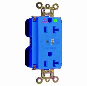 Pass & Seymour IG8300-BLSP Duplex Surge Protective TVSS Straight Blade Receptacle, 125 VAC, 20 A, 2 Poles, 3 Wires, Blue