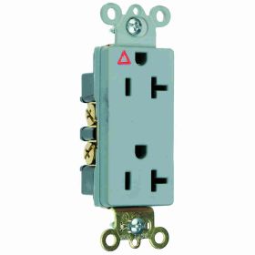 Pass & Seymour IG26362-GRY Decorator Duplex Heavy Duty Straight Blade Receptacle, 125 VAC, 20 A, 2 Poles, 3 Wires, Gray