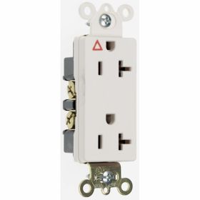 Pass & Seymour IG26362-LA Decorator Duplex Heavy Duty Straight Blade Receptacle, 125 VAC, 20 A, 2 Poles, 3 Wires, Light Almond