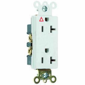 Pass & Seymour IG26362-W Decorator Duplex Heavy Duty Straight Blade Receptacle, 125 VAC, 20 A, 2 Poles, 3 Wires, White