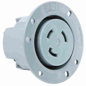 Pass & Seymour Turnlok L530-FO 3-Phase Locking Flanged Outlet, 125 VAC, 30 A, 2 Poles, 3 Wires, Gray