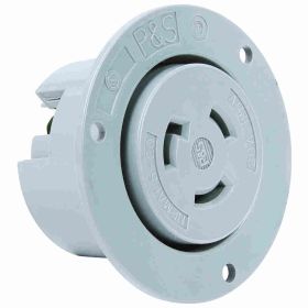 Pass & Seymour Turnlok L620-FO 3-Phase Locking Flanged Outlet, 250 VAC, 20 A, 2 Poles, 3 Wires, Gray