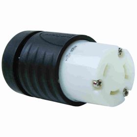 Pass & Seymour Turnlok L730-C 3-Phase Locking Connector, 277 VAC, 30 A, 2 Poles, 3 Wires, Black/White