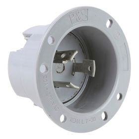 Pass & Seymour Turnlok L730-FI 3-Phase Heavy Duty Flanged Inlet, 277 VAC, 30 A, 2 Poles, 3 Wires, Gray