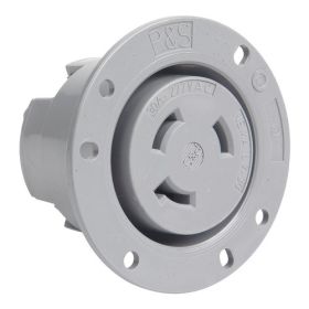 Pass & Seymour Turnlok L730-FO 3-Phase Locking Flanged Outlet, 277 VAC, 30 A, 2 Poles, 3 Wires, Gray