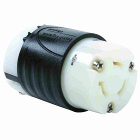 Pass & Seymour Turnlok L820-C 3-Phase Locking Connector, 480 VAC, 20 A, 2 Poles, 3 Wires, Black/White