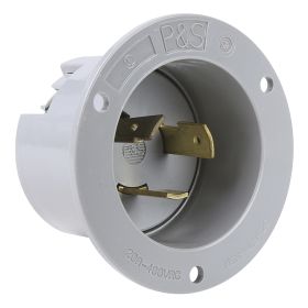 Pass & Seymour Turnlok L820-FI 3-Phase Locking Flanged Inlet, 480 VAC, 30 A, 2 Poles, 3 Wires, Gray