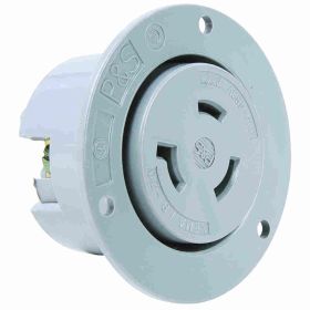 Pass & Seymour Turnlok L820-FO 3-Phase Locking Flanged Outlet, 480 VAC, 20 A, 2 Poles, 3 Wires, Gray