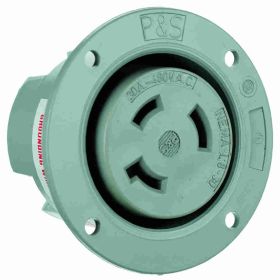 Pass & Seymour Turnlok L830-FO 3-Phase Locking Flanged Outlet, 480 VAC, 30 A, 2 Poles, 3 Wires, Gray