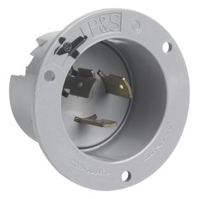 Pass & Seymour Turnlok L920-FI 3-Phase Locking Flanged Inlet, 600 VAC, 20 A, 2 Poles, 3 Wires, Gray