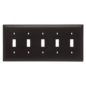 Pass & Seymour TradeMaster TP5 Standard Wallplate, 5 Gangs, Brown, 5 in H x 10 in W, Thermoplastic