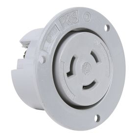 Pass & Seymour Turnlok L920-FO 3-Phase Flanged Outlet, 600 VAC, 20 A, 2 Poles, 3 Wires, Gray