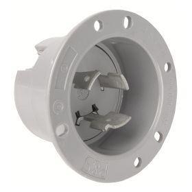 Pass & Seymour Turnlok L930-FI 3-Phase Flanged Inlet, 600 VAC, 30 A, 2 Poles, 3 Wires, Gray