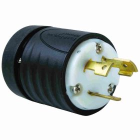 Pass & Seymour Turnlok L1030-P Locking Plug 125/250 VAC 30 A 3 Poles 3 Wires Black/White