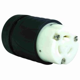 Pass & Seymour Turnlok L1120-C 3-Phase Locking Connector, 125/250 VAC, 20 A, 3 Poles, 3 Wires, Black/White