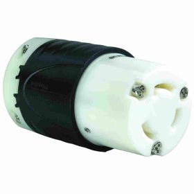 Pass & Seymour Turnlok L1130-C 3-Phase Locking Connector, 250 VAC, 30 A, 3 Poles, 3 Wires, Black/White