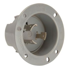 Pass & Seymour Turnlok L1130-FI 3-Phase Locking Flanged Inlet, 250 VAC, 30 A, 2 Poles, 3 Wires, Gray