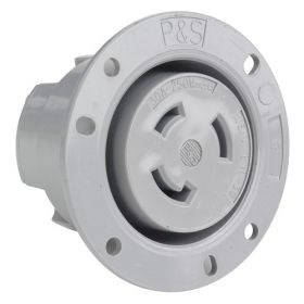 Pass & Seymour Turnlok L1130-FO 3-Phase Locking Flanged Outlet, 250 VAC, 30 A, 3 Poles, 4 Wires, Gray