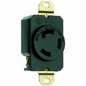 Pass & Seymour Turnlok L1230-R 3-Phase Single Locking Receptacle, 480 VAC, 30 A, 3 Poles, 3 Wires, Black/White