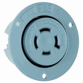 Pass & Seymour Turnlok L1520-FO 3-Phase Locking Flanged Outlet, 250 VAC, 20 A, 3 Poles, 4 Wires, Gray