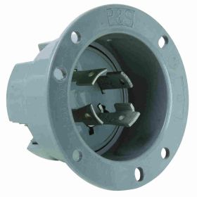 Pass & Seymour Turnlok L1530-FI 3-Phase Locking Flanged Inlet, 250 VAC, 30 A, 3 Poles, 4 Wires, Gray